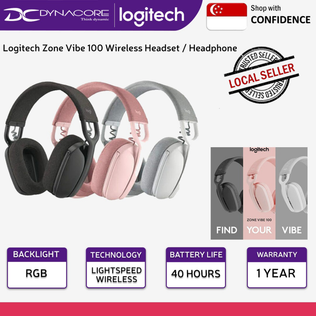 Logitech Zone Vibe 100 Wireless Headset - Graphite / Off-White / Rose ...