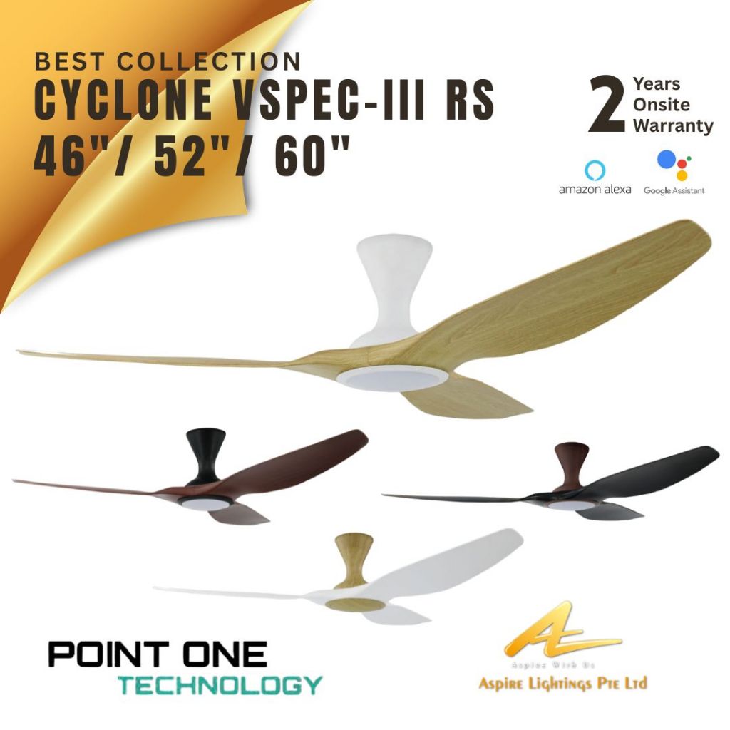 Ceiling Fan Light Point One RS Cyclone 3 Blade EC Motor 46