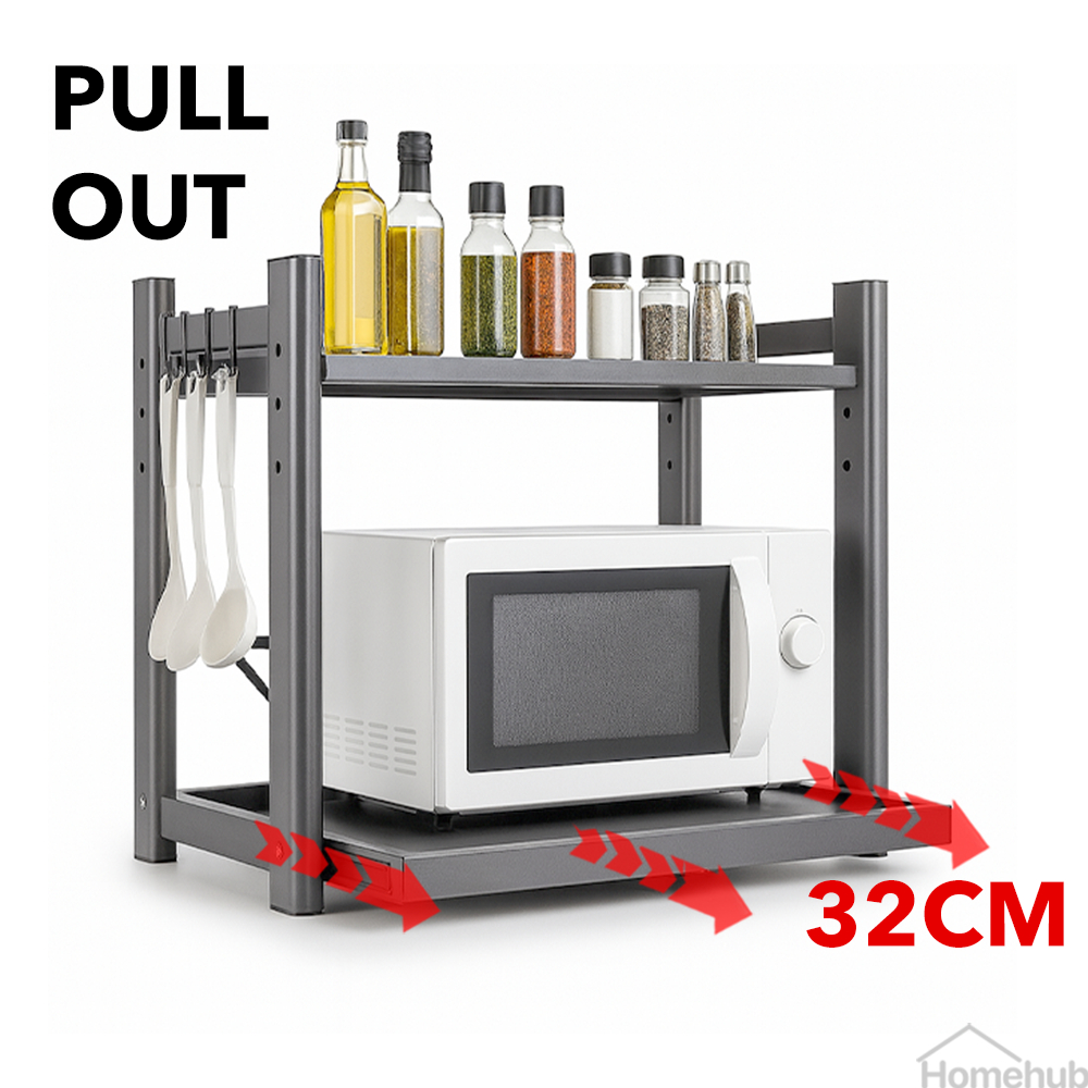 Homehub Microwave Pull Out Rack Rice Cooker Oven Adjustable Shelf ...
