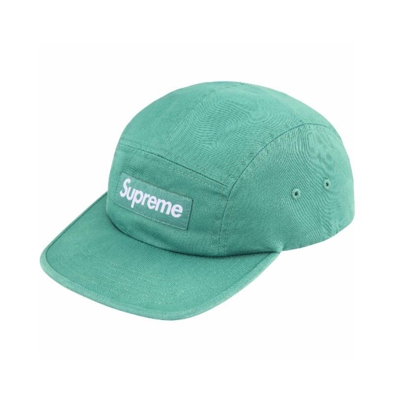 SS25 Supreme Washed Chino Twill Camp Cap Sage / Indigo / Light