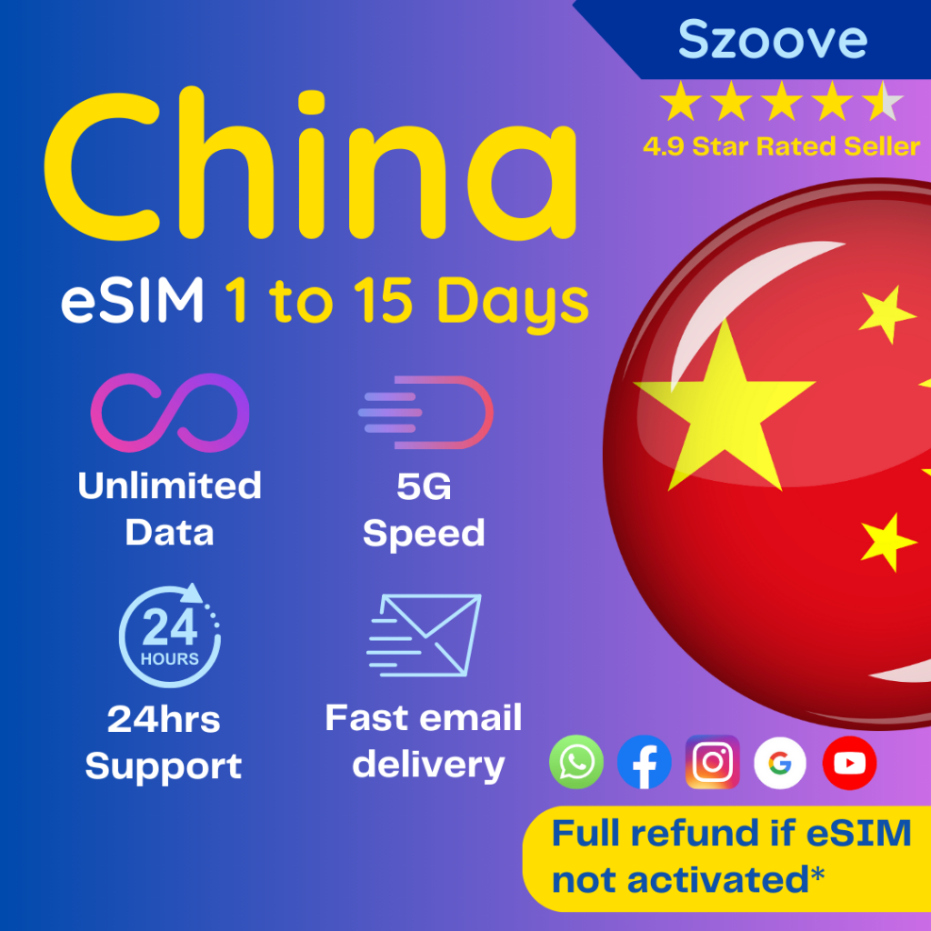 China eSIM | 1 to 15 Days | Fixed & Unlimited Data | Instant email ...
