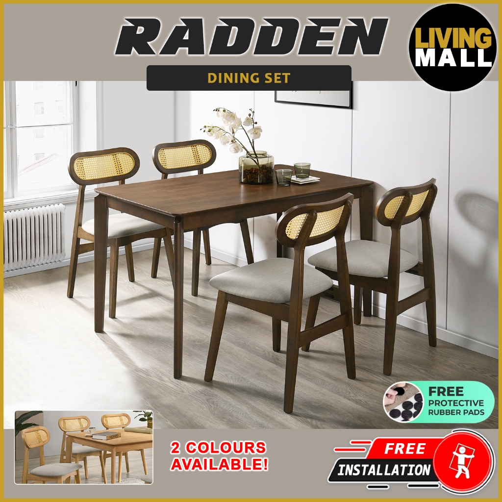 Living Mall Radden 4/6 Seater Dining Set w/ Table, Chair & Bench Solid ...