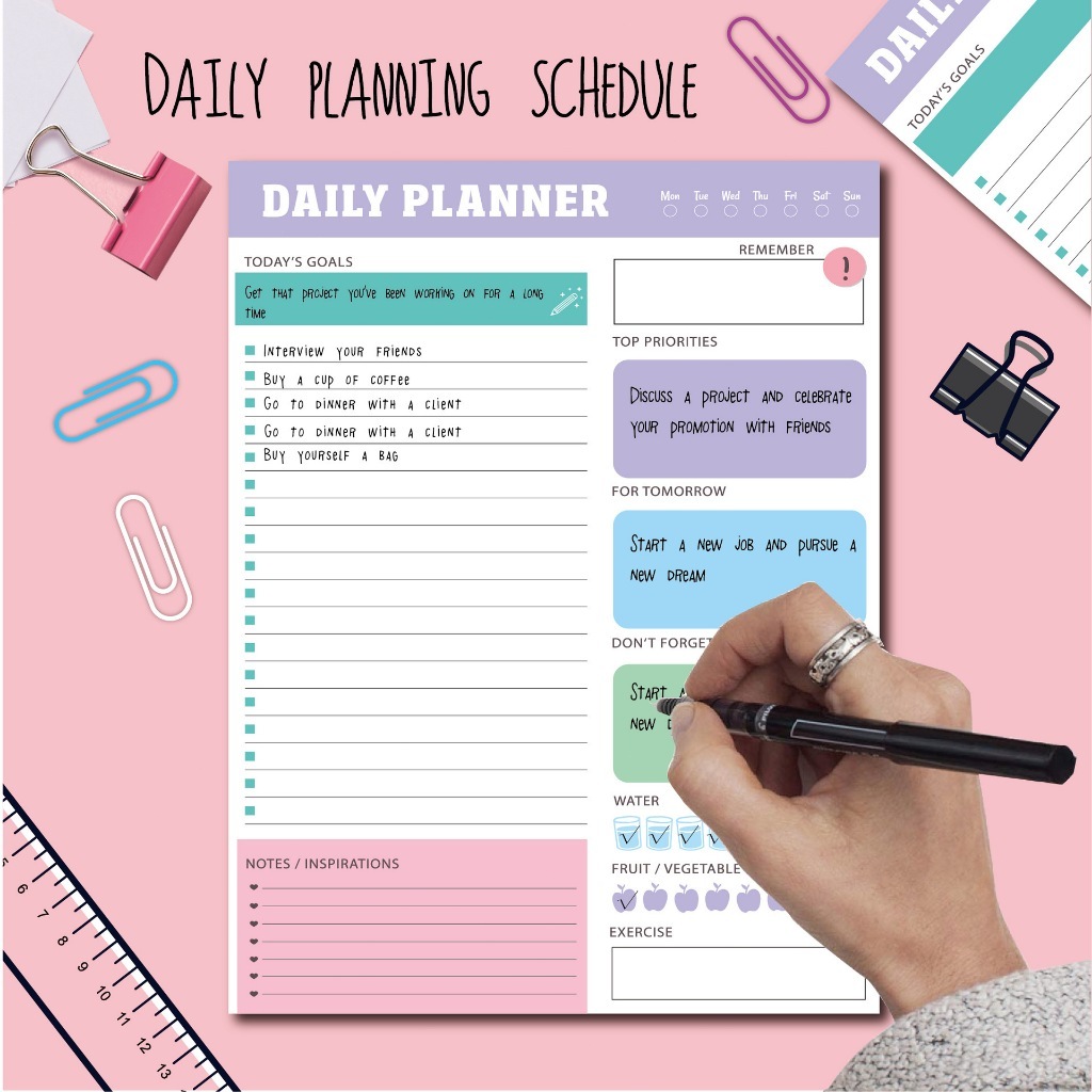 [SG] 50 Sheets Daily Weekly Monthly Tearable Minimalist Schedule Time ...