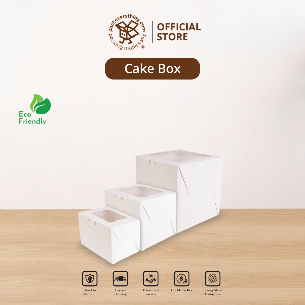 PACKEVERYTHING Cake Box with Board | Tall Cake Box | Log Cake Handle ...