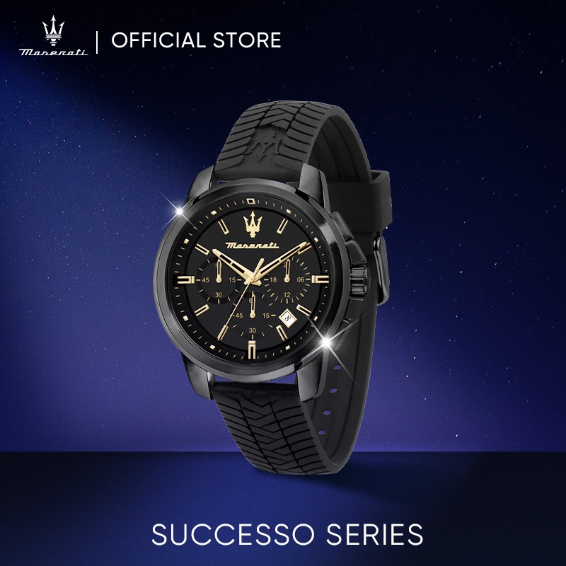 Maserati Successo 44mm Black Dial Black Steel Strap Watch For Men - R8873621014