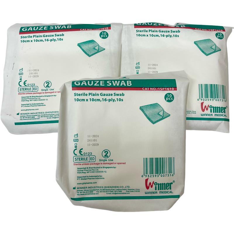 Winner Sterile Gauze Swab 10 x 10cm, 16-ply 10pc/pk (3-10packs ...