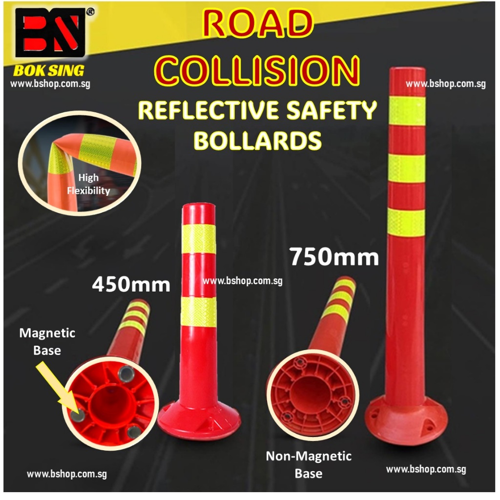 SAFETY REFLECTIVE TRAFFIC POLE WITH MAGNET/ ROAD SAFETY POLE BARRICADE ...