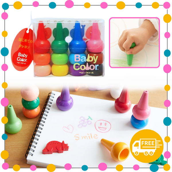 【Direct from Japan】BUNCHO/Baby Color 12 Color Crayon/Break-resistant ...