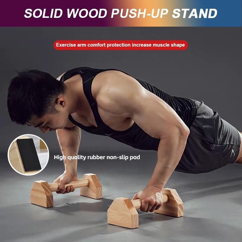 1 Pair Parallettes Gymnastics Calisthenics Handstand Bar Wooden Fitness ...