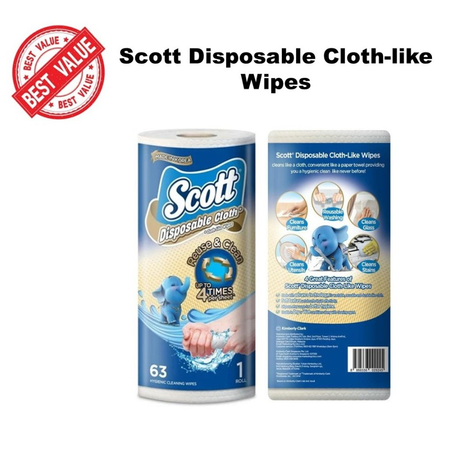 [Best Value] Scott Disposable Cloth-like Wipes | Shopee Singapore