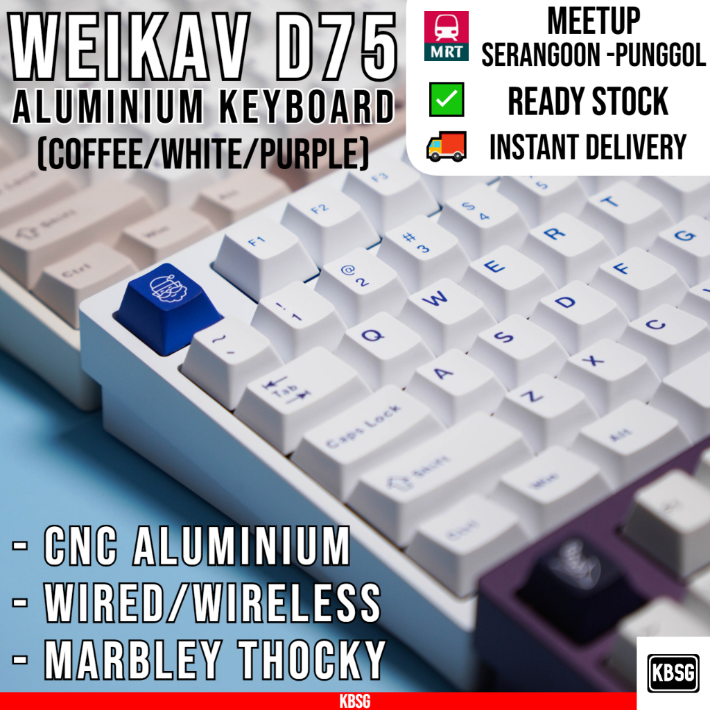 Custom Keyboard Aluminium RGB Hot swappable Wired/Wireless Weikav D75 ...