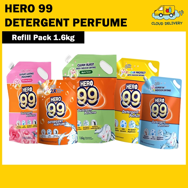 Hero 99 Detergent Perfume Liquid Refill Pouch 1.6kg | Shopee Singapore