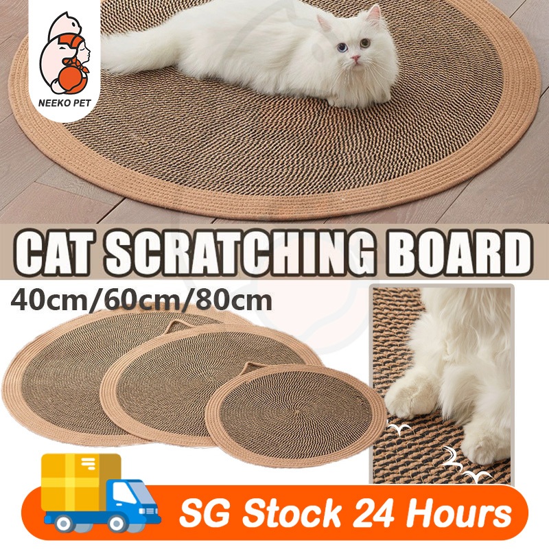 SG 40/60/80CM Cat Scratch Board Round Hand Cat Scratcher Mat Braided ...