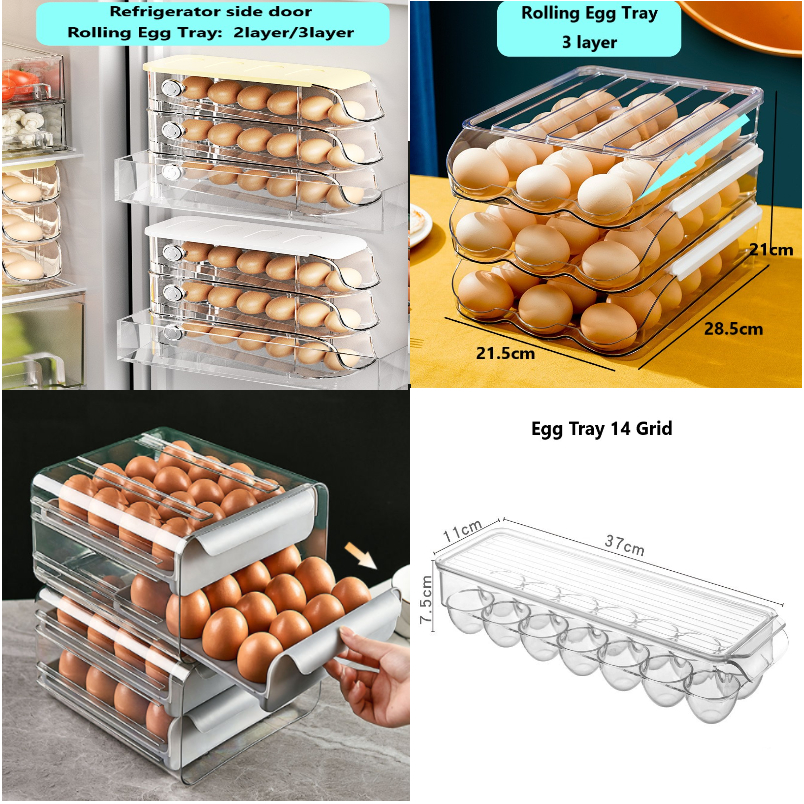Egg Storage Box Refrigerator fresh Egg box 32 Grid Double drawer ...
