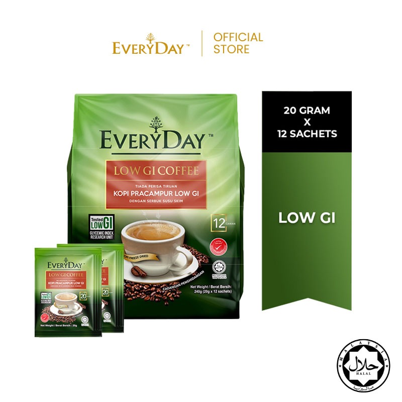 EVERYDAY Low GI Coffee - Single Pack (20g x 12 Sachets) EXP 2027 ...
