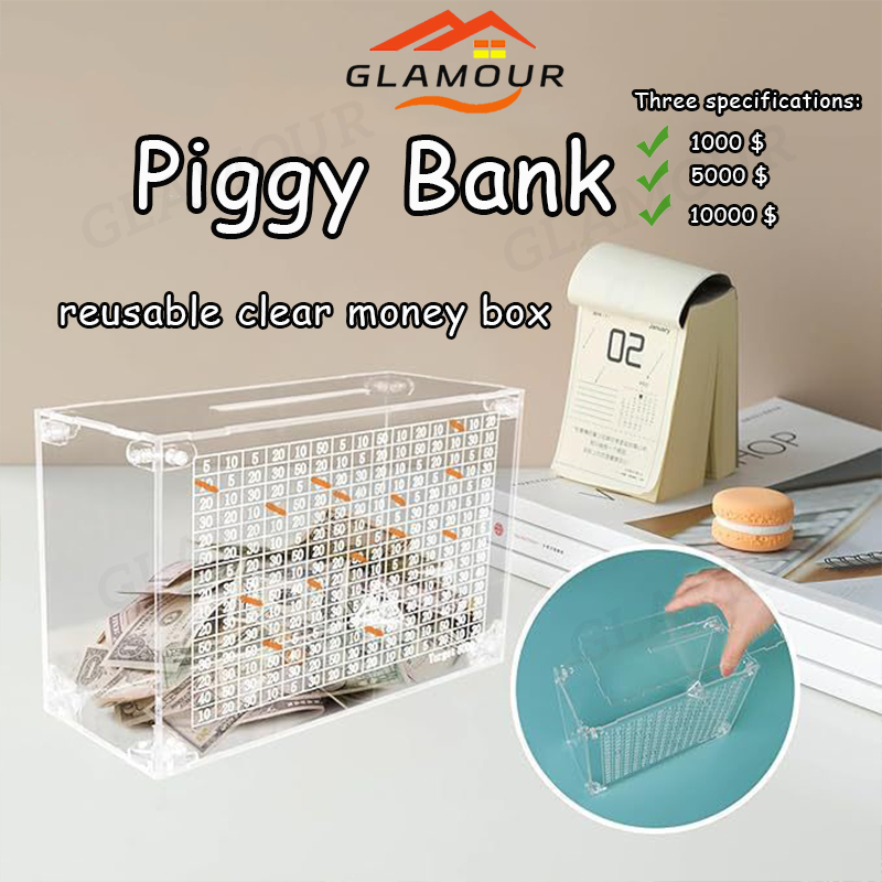 [SG] Transparent Piggy bank Coin Money Box Piggy Bank Adult Large ...