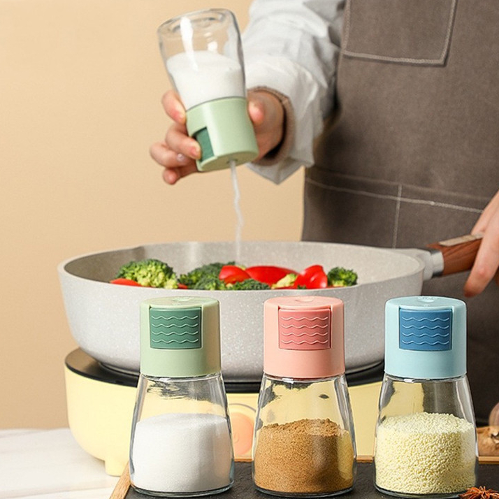 Salt Dispenser 180ml Salt Press Bottle Spice Container Sugar Pepper ...