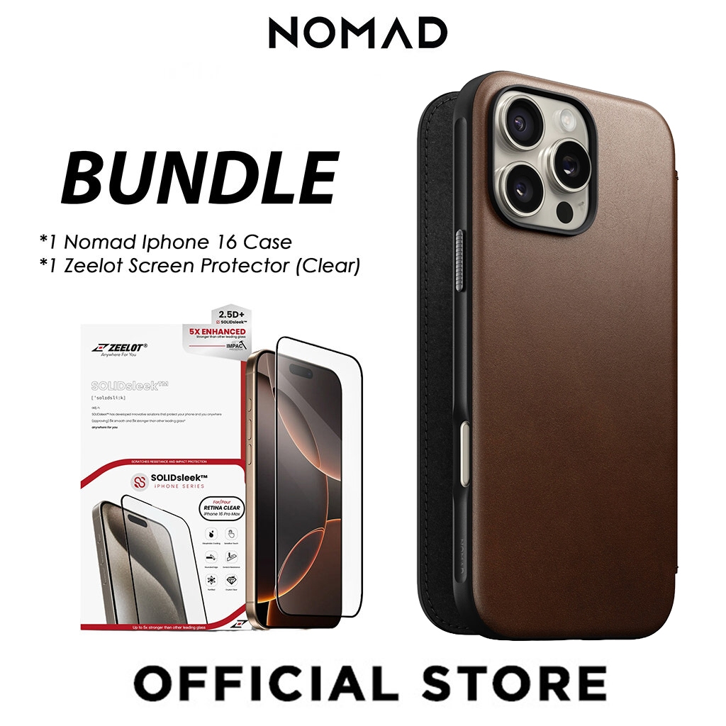 NOMAD Modern Genuine Leather Folio Rugged MagSafe Case For iPhone