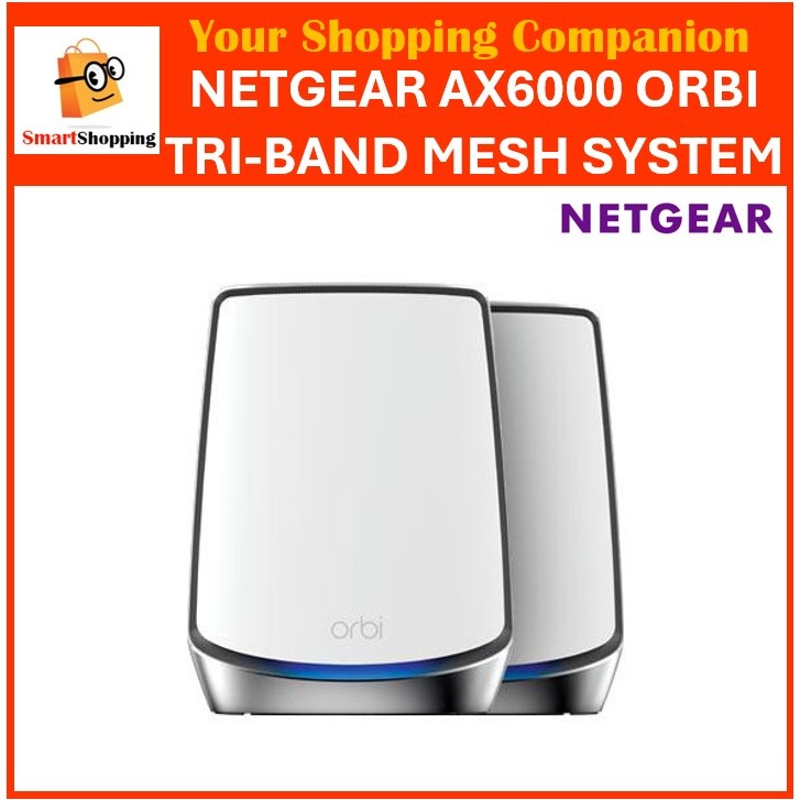 Netgear Orbi Whole Home Tri-Band Mesh WiFi 6 System (RBK852)AX6000 - 2 ...