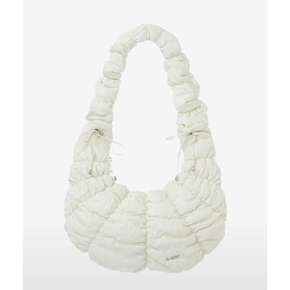 from South Korea ] NERDY Pleated Ribbon Two-way Hobo Bag
