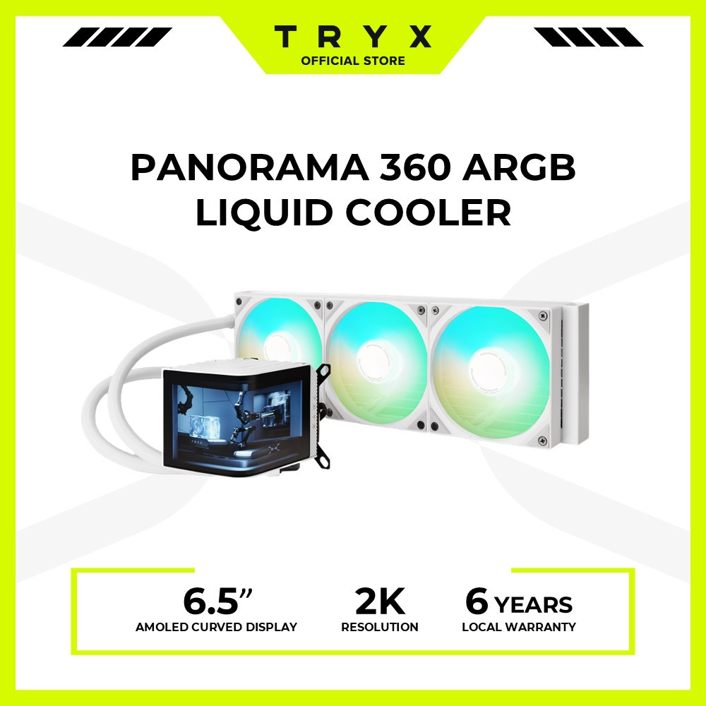 TRYX Panorama 360 ARGB 360mm AIO 6.5'' AMOLED L-Shaped Screen 3D ...