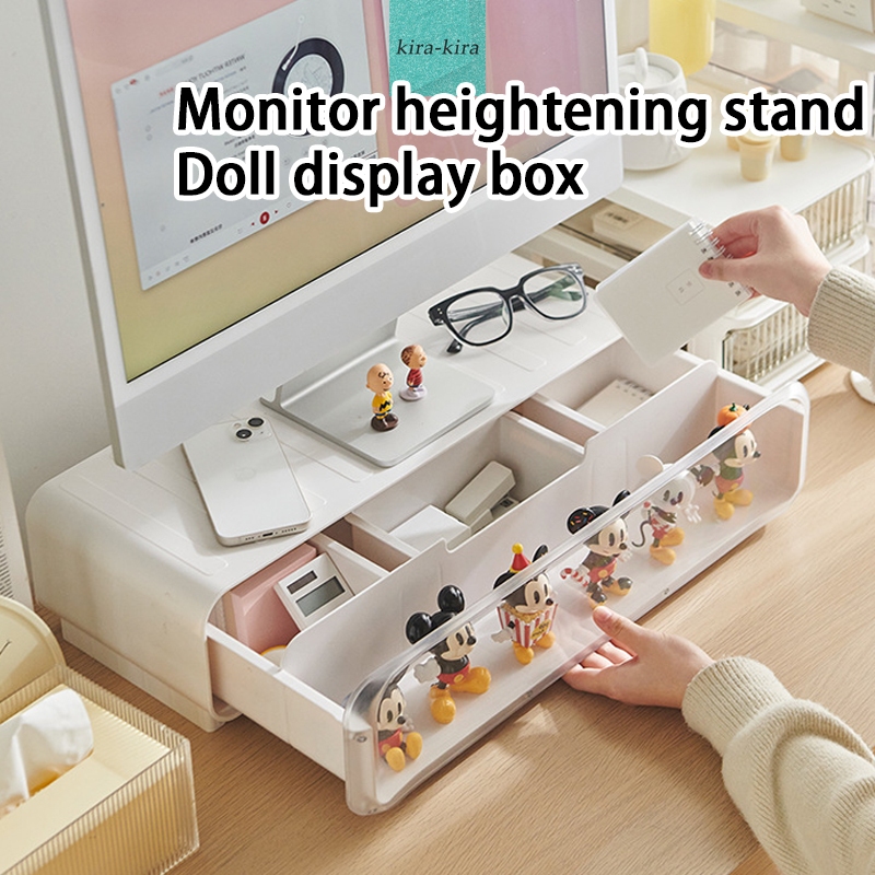 【SG】Monitor heightening stand Office desk with drawer box Popmart ...