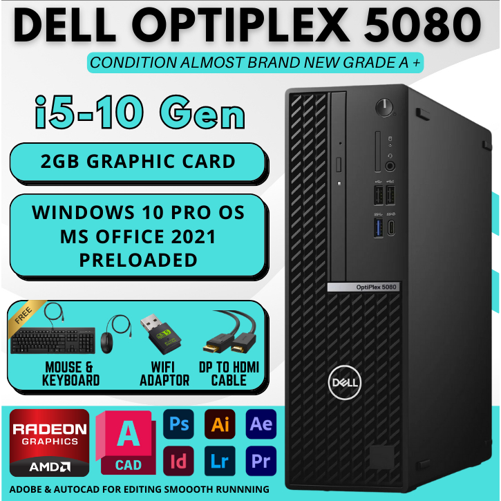 Dell Optiplex 5080 i5 10gen 2GB Graphic Card 16GB RAM 512GB SSD