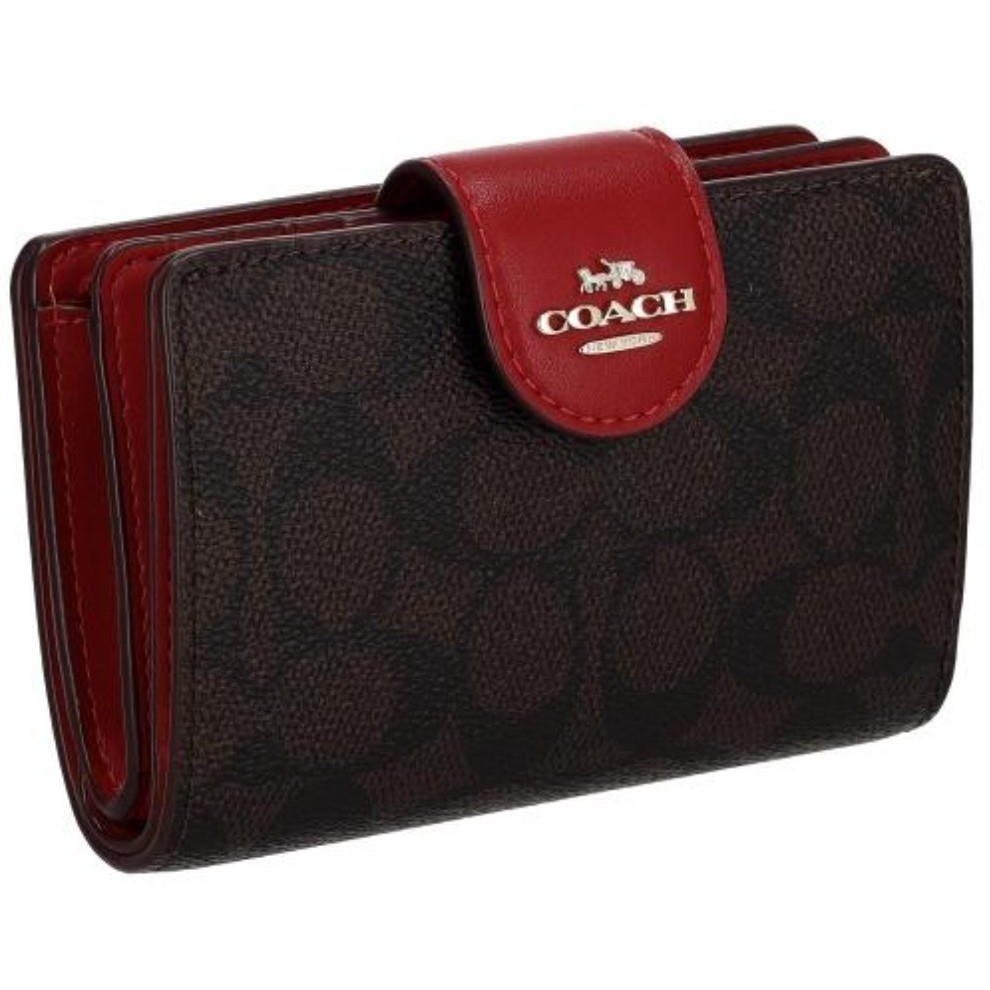 COACH CW786 IMXD0 Walnut/Bold Red | Shopee Singapore