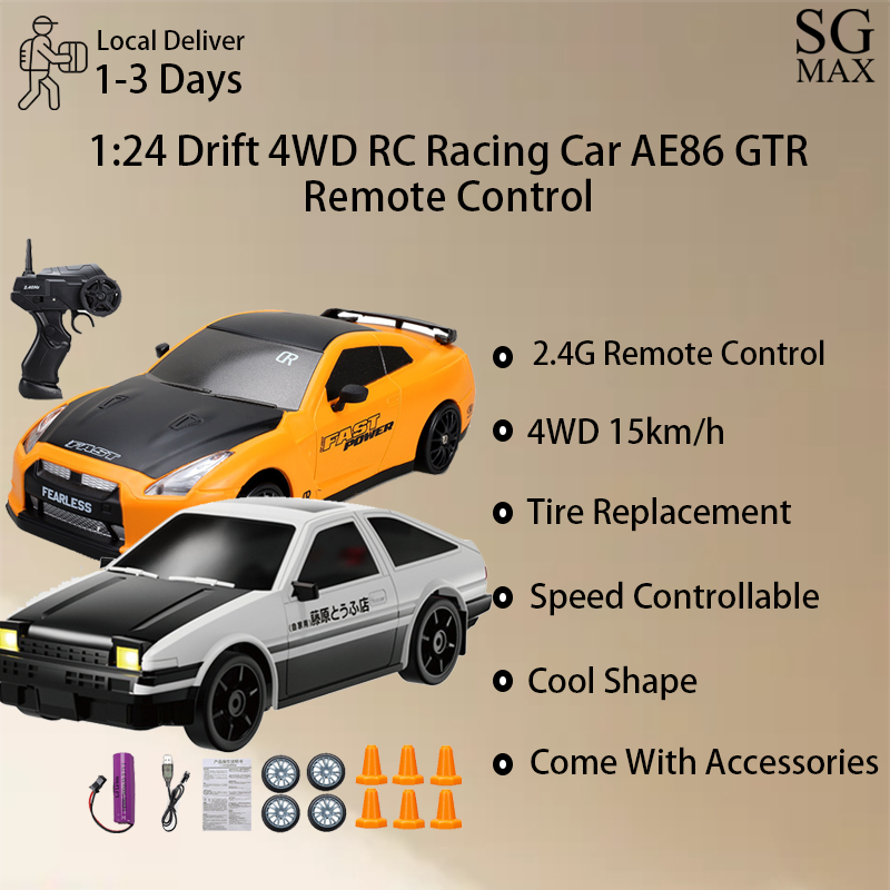 1:24 Kereta Kontrol Drift 4WD RC Car Racing Car AE86 GTR EVO Honda ...