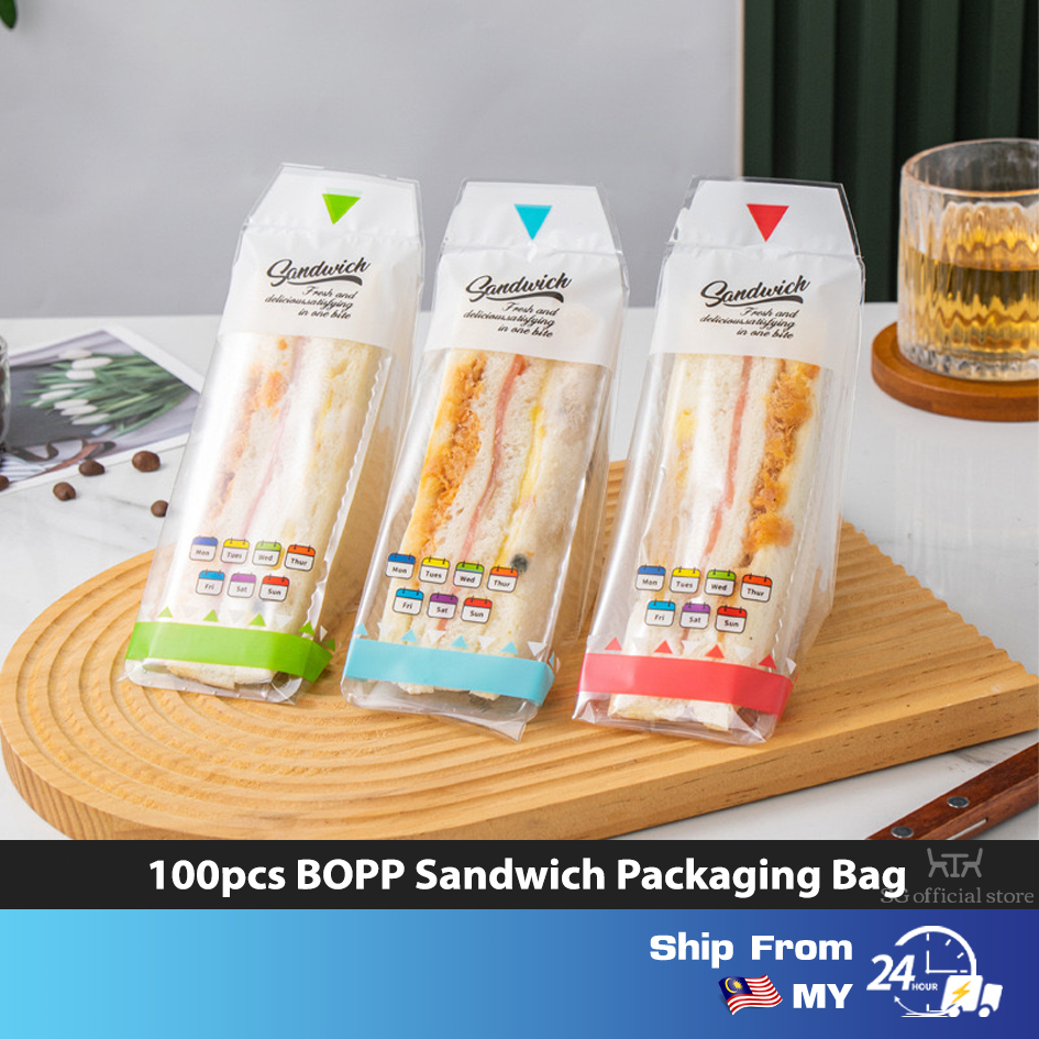💯SG Ready Stock 100pcs BOPP Sandwich Packaging Bag Package Plastic Wrap ...