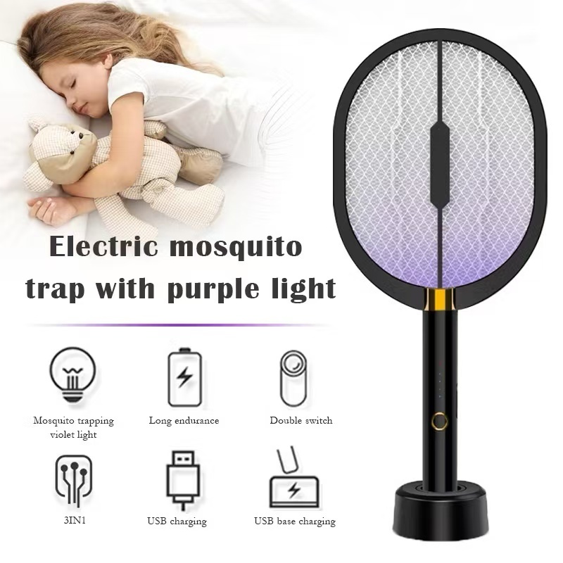 【SG STOCK] 電蚊拍 3 IN 1 Electric Mosquito Racket Fly Swatter Killer ...