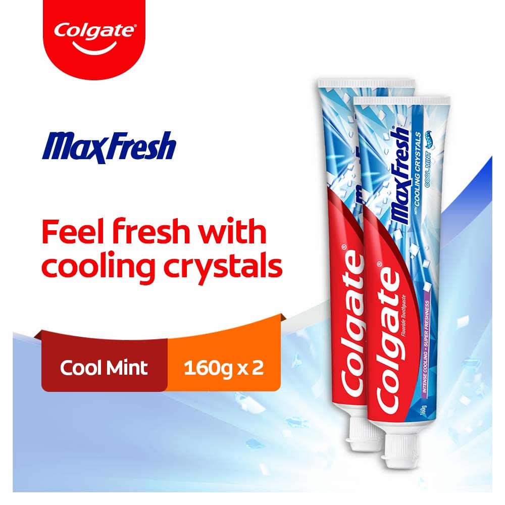 [Bundle of 2] Colgate Max Fresh Cool Mint Toothpaste Valuepack (2x160g ...