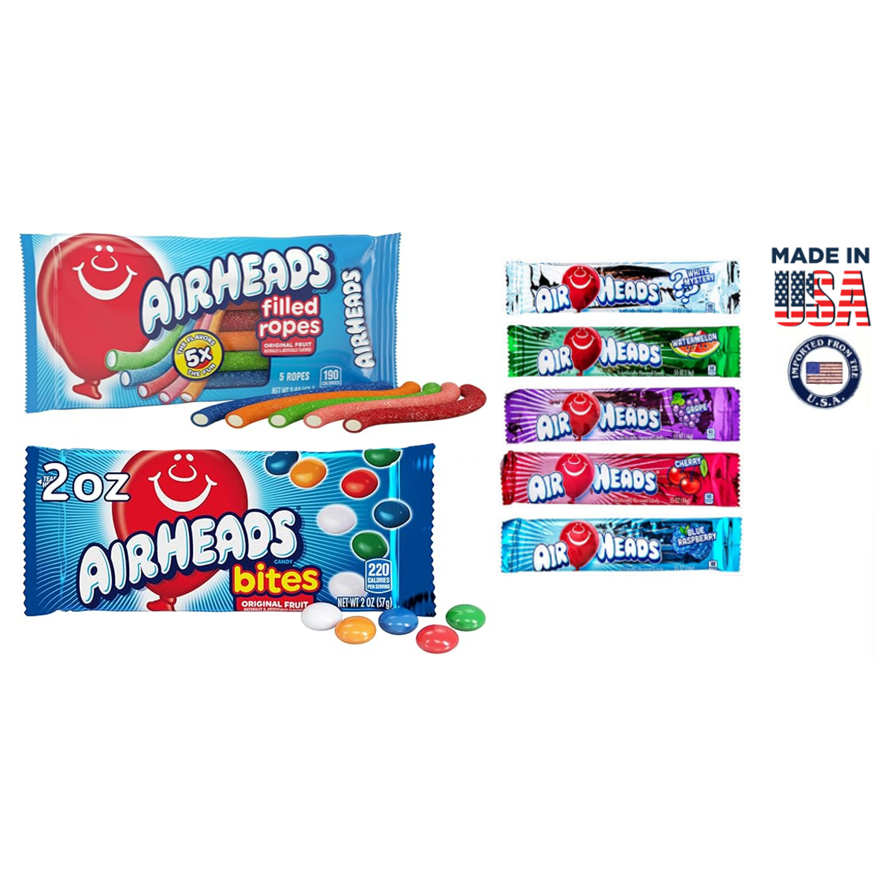 Airheads Soft Filled Ropes 2oz (57g) / Airheads Bites 2oz (57g ...