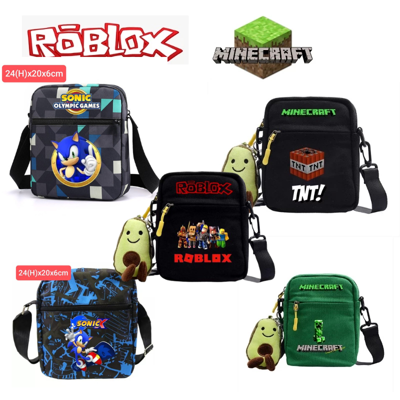 Roblox sling bags Kids Minecraft shoulder bag sonic crossbody bag CANVAS Shopee Singapore