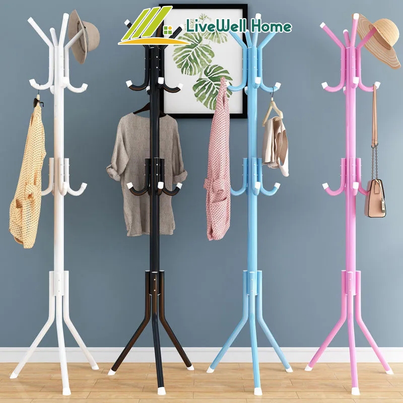 12-Hook Clothes Rack | Hat & Coat Garment Hanger | Floor-Standing ...