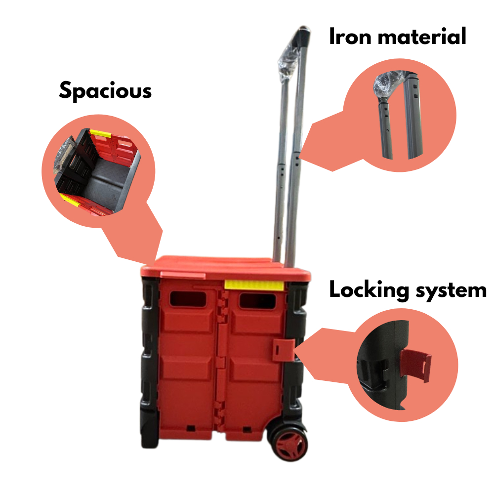 Foldable Market Trolley Crate For Shopping Market Grocery With Wheels ...