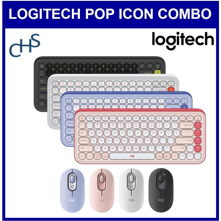 Logitech POP ICON Mouse and Keyboard Customization Keys Combo Wireless ...