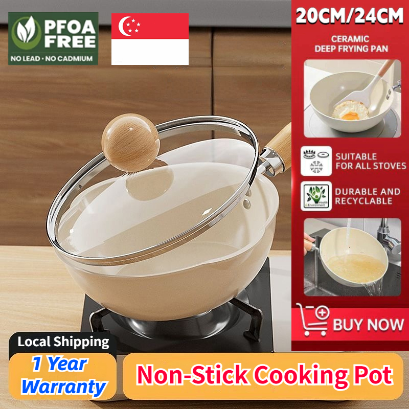 🔥SG Fast 🔥Nonstick Pan Ceramic Wok Non-Stick Coating Cookware Suitable ...