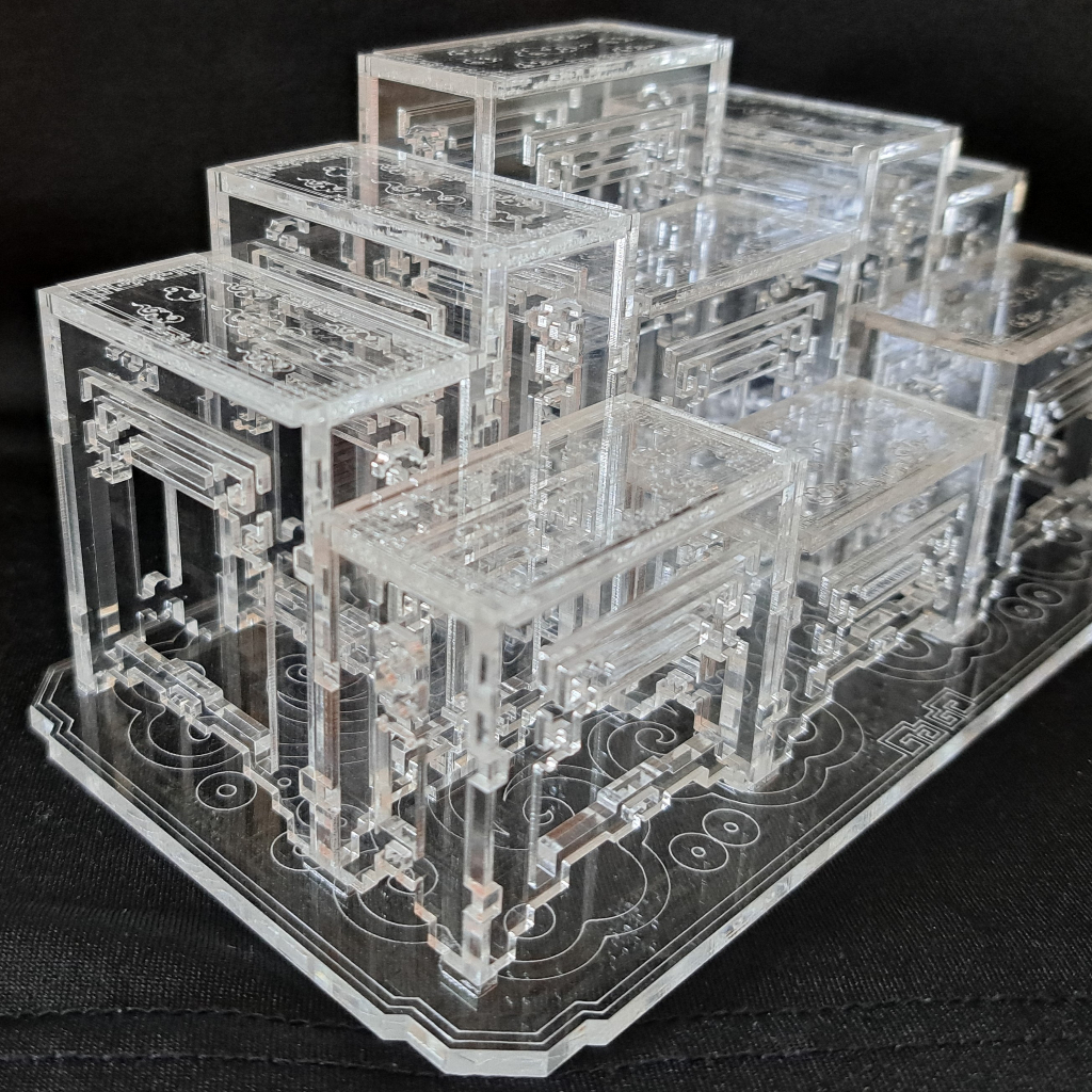 Acrylic Laser Engraved Amulet Display Stand Altar For Thai Amulets ...