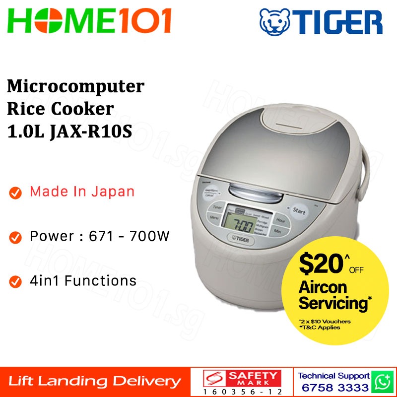 Tiger Microcomputer Controlled Rice Cooker 1.0L JAX-R10S | Shopee Singapore
