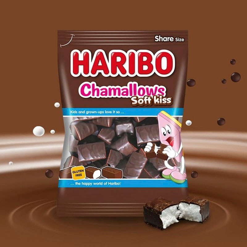 HARIBO] Chamallows Soft Kiss Chocolate Marshmallow Candy – Gluten