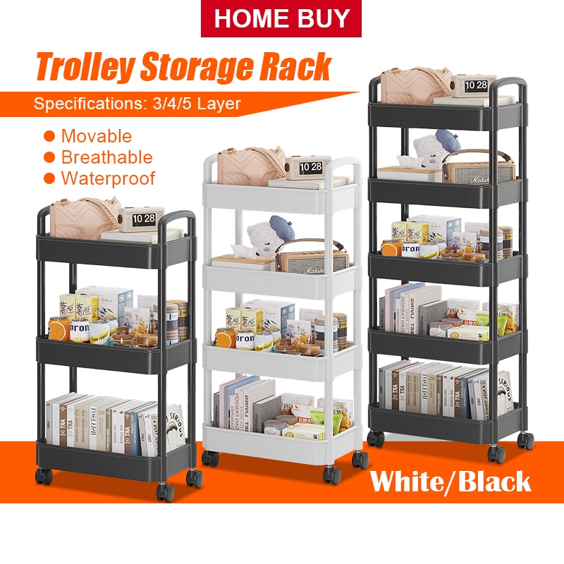 3/4/5 Tiers Trolley Rack Kitchen Cart Organizer With Wheels Household ...