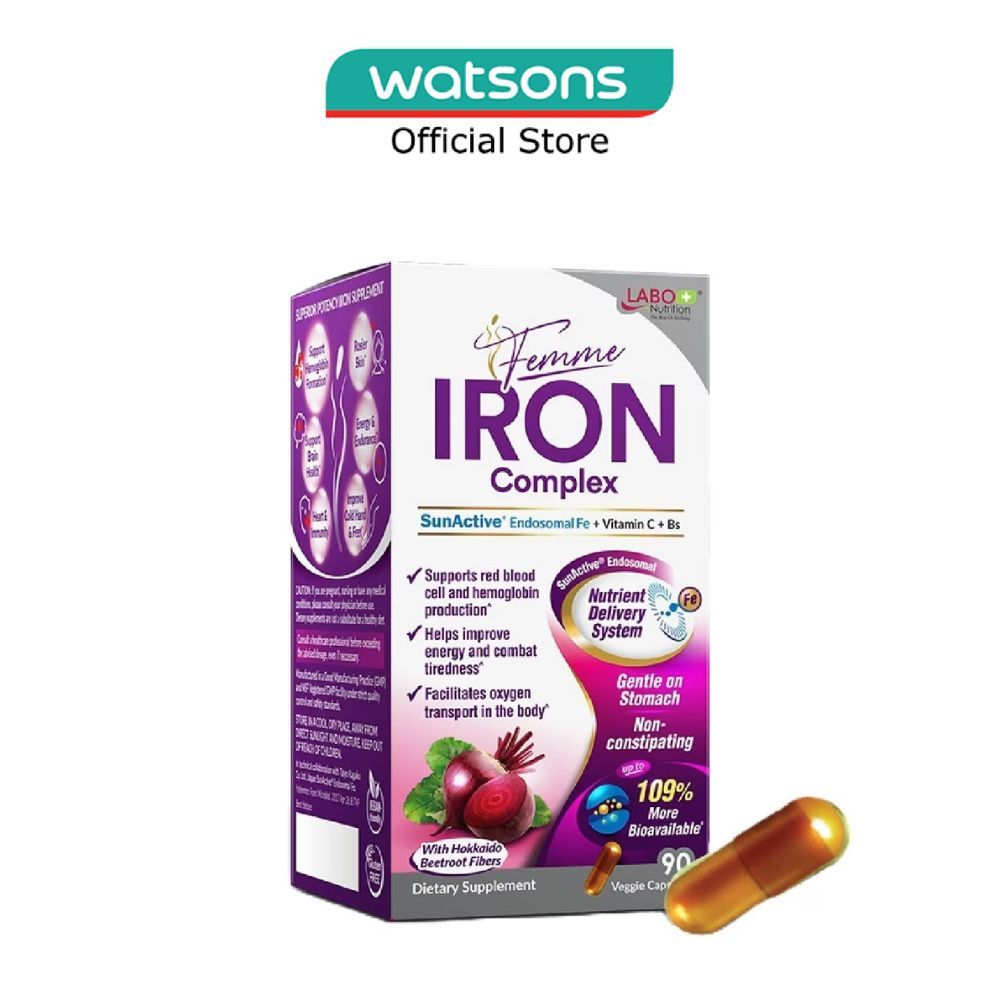 LABO NUTRITION Femme Iron Complex Dietary Supplement Veggie Capsule 90s ...