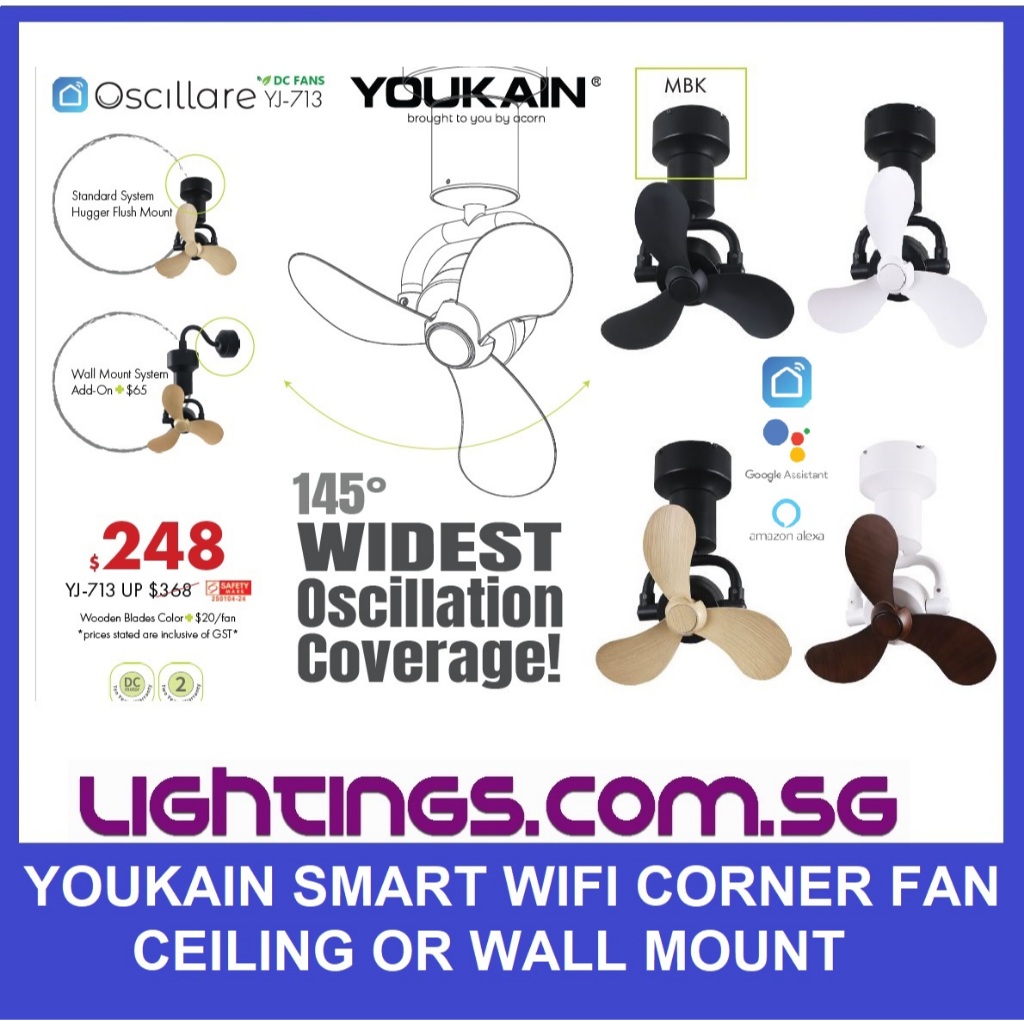 YOUKAIN by Acorn Oscillare Smart WIFI Corner Fan YJ-713 | Shopee Singapore
