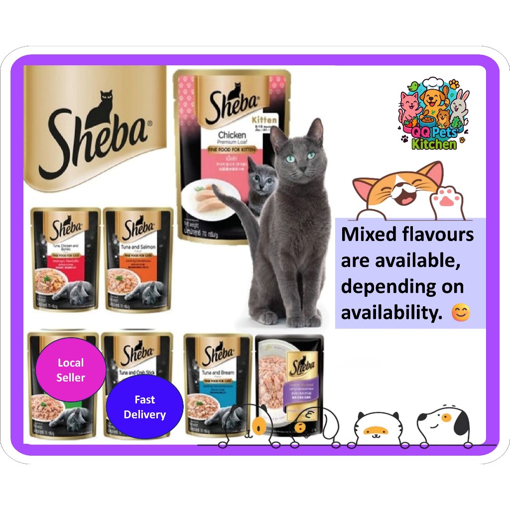 [Bundle of 24 Packets] Sheba Pouch Wet Food for Cats | Cat Wet Food 70g ...