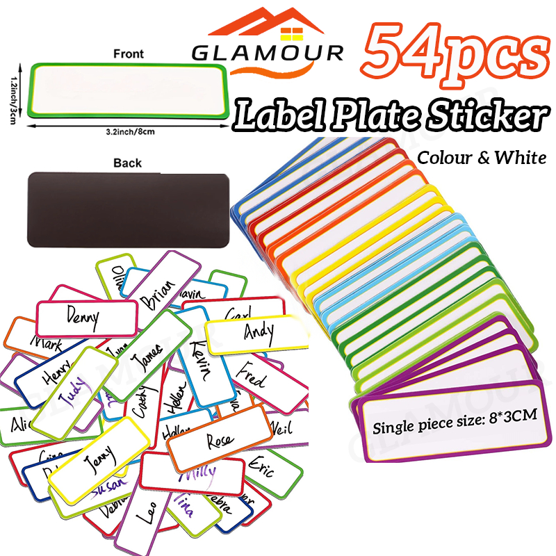 [SG] 54pcs Magnetic Label Rewritable Sticky Labels for Dry Erase Board ...