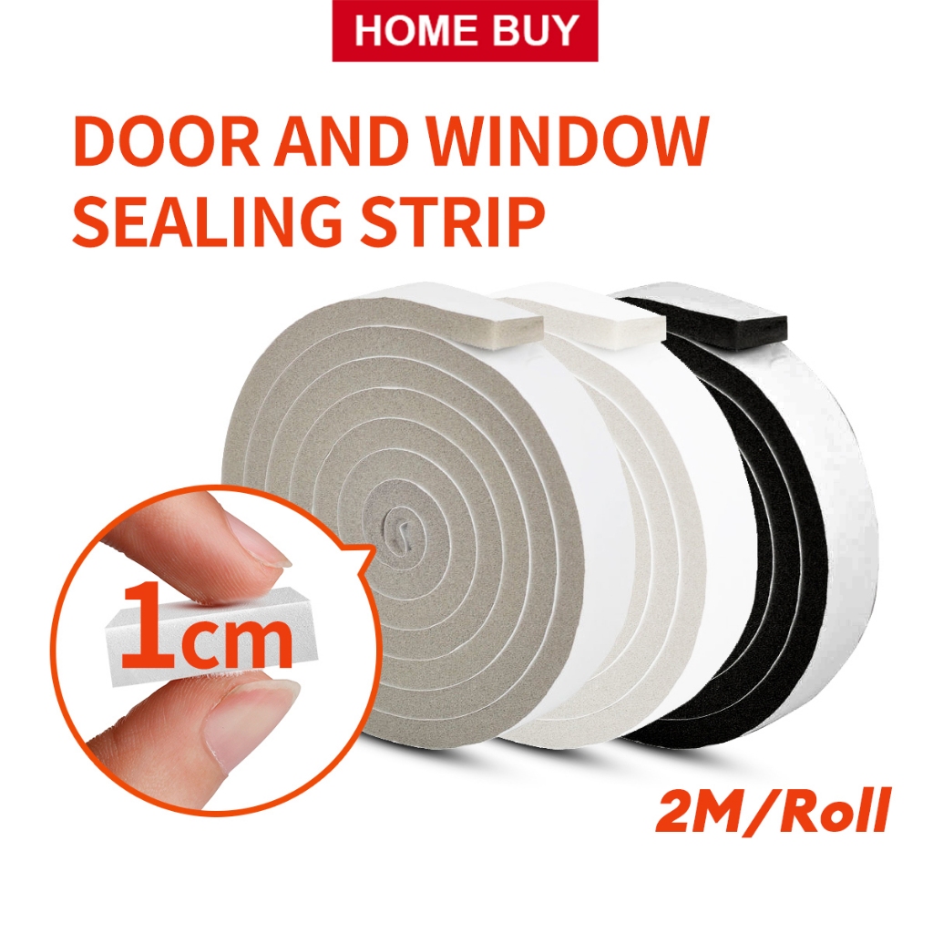2M Sponge Door Window Sealing Strips 1CM Thick Foam Weatherstrip ...