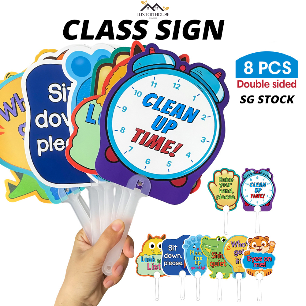 {SG} 8Pcs Classroom Rules Sign Teaching Signs Class Sign Board Paddle ...