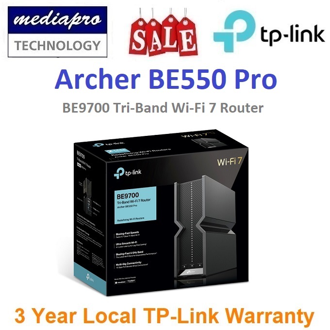 TP-Link Archer BE550 PRO BE9700 Tri-Band Wi-Fi 7 Router with 1