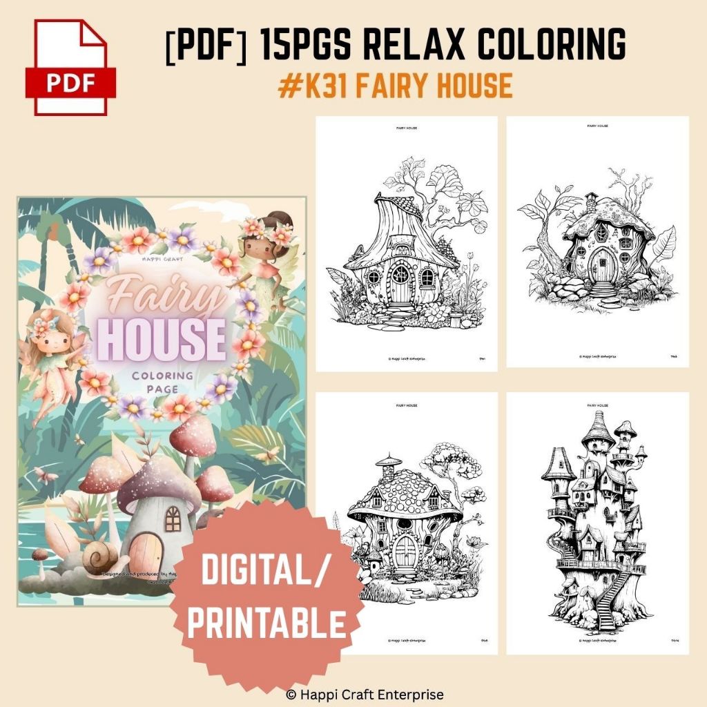 [Happi]15pg PDF Digital Printable Fun Relax Coloring Book for Kids ...